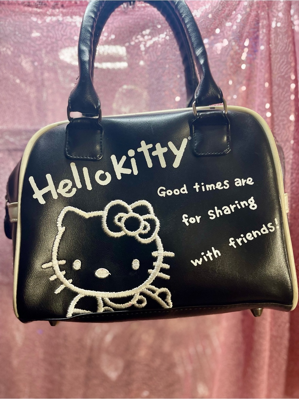 Hello Kitty Black Satchel with White Trim